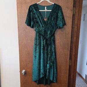 PinkBlush Emerald Velvet High Low Dress